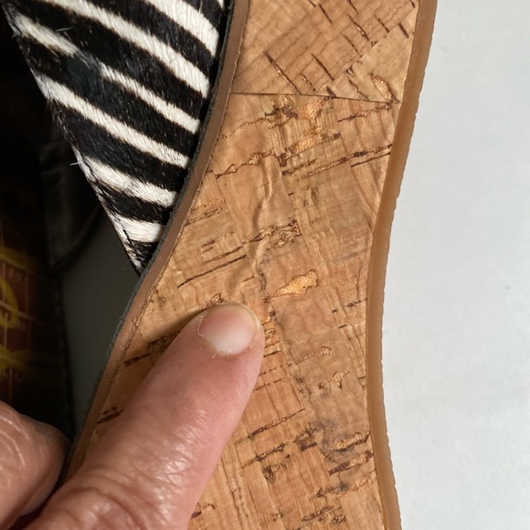 Sam Edelman Reid calf hair zebra print slide wedge sandals 8.5M - Picture 12 of 16